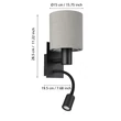 Aplica de perete Eglo PASTERI metal, textil, negru, maro, E27+LED, 3000K, 3.8W, 320lm - 900701