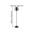 Lampadar Eglo ALFERO-Z metal, sticla, negru, crom, RGB LED, 15,5W, 2700K-6500K, 2000 Lm - 901196