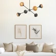 Pendul Elstead metal, franghie, negru, natur, E14 - ELS-ALM-DAPHNE6-MB