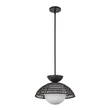 Pendul Elstead metal, rattan, sticla, negru, opal, E27 - ELS-ALM-PERTH-P-BK