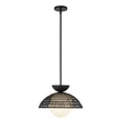 Pendul Elstead metal, rattan, sticla, negru, opal, E27 - ELS-ALM-PERTH-P-BK