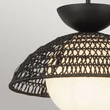 Pendul Elstead metal, rattan, sticla, negru, opal, E27 - ELS-ALM-PERTH-P-BK