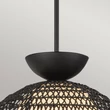 Pendul Elstead metal, rattan, sticla, negru, opal, E27 - ELS-ALM-PERTH-P-BK