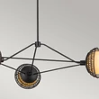 Pendul Elstead metal, rattan, sticla, negru, opal, E14 - ELS-ALM-PERTH3-BK