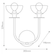 Aplica de perete  Elstead metal, sticla, negru, transparent, E14 - ELS-ALM-SYLVIA-2WB-BK-CL
