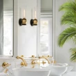 Aplica de perete de baie  Elstead metal, sticla, alama, negru, transparent, E27, IP44 - ELS-HK-ELLISON1-BK-HB
