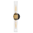 Aplica de perete de baie  Elstead metal, sticla, alama, negru, transparent, E27, IP44 - ELS-HK-ELLISON2-BK-HB
