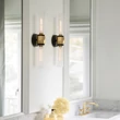 Aplica de perete de baie  Elstead metal, sticla, alama, negru, transparent, E27, IP44 - ELS-HK-ELLISON2-BK-HB