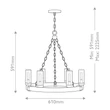 Candelabru Elstead metal, lemn, sticla, ruginiu, transparent, E14 - ELS-HK-SAWYER6-SQ