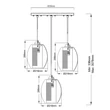 Pendul Elstead ASHER metal sticla argintiu transparent E27 - KL-ASHER-3PC-AP