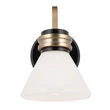 Aplica de perete de baie  Elstead metal, sticla, negru, bronz, opal, G9, 3W, 3000K, 300 Lm,  IP44 - ELS-KL-FARUM1-BK-CPZ