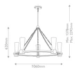 Candelabru Elstead metal, rasina, sticla, auriu, opal, E27 - ELS-KRISTY5-DG-OPAL