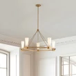 Candelabru Elstead metal, rasina, sticla, auriu, opal, E27 - ELS-KRISTY5-DG-OPAL