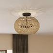 Plafoniera Elstead metal, franghie, bronz, natur, E27 - ELS-QZ-CASABLANCA-3SF-PBZ