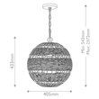 Pendul Elstead metal, rattan, alb, E27 - ELS-QZ-LINDENDALE-P-AWH