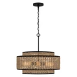 Pendul Elstead metal, franghie, negru, maro, E27 - ELS-QZ-TETON-5P-MBK