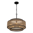 Pendul Elstead metal, franghie, negru, maro, E27 - ELS-QZ-TETON-5P-MBK