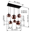 Pendul Globo MAXY metal, sticla, negru, alama, E27 - 15548-6HG