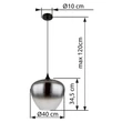 Pendul Globo MAXY metal, sticla, negru, fumuriu, E27 - 15548H2