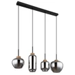 Pendul Globo MATT metal, sticla, negru, fumuriu, E27 - 15549-4H