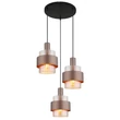Pendul Globo MILLEY metal, sticla, negru, bronza, chihlimbar, E27 - 15560-3HA
