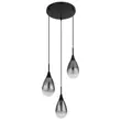 Pendul Globo KRYS metal, sticla, negru, fumuriu, E14 - 15576-3H