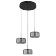 Pendul Globo FOGSY metal, sticla, acril, negru, fumuriu, LED, 24W, 4000K, 1600Lm - 15634-3