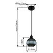 Pendul Globo ZUMBA metal, sticla, negru, albastru, E27 - 15638P