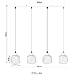 Pendul Globo XIA metal, sticla, negru, alb, fumuriu, E27 - 15754-4H