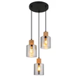 Pendul Globo ALEIDIS metal, lemn, sticla, negru, maro, fumuriu, E27 - 15768-3H