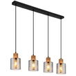 Pendul Globo ALEIDIS metal, lemn, sticla, negru, maro, fumuriu, E27 - 15768-4
