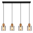 Pendul Globo ALEIDIS metal, lemn, sticla, negru, maro, fumuriu, E27 - 15768-4