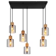 Pendul Globo ALEIDIS metal, lemn, sticla, negru, maro, fumuriu, E27 - 15768-6
