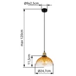 Pendul Globo SALVY metal, sticla, negru, chihlimbar, E27 - 15786H1