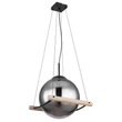 Pendul Globo LEONA metal, lemn, sticla, negru, maro, fumuriu, E27 - 15883H