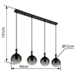 Pendul Globo DALTON metal, sticla, negru, fumuriu, E27 - 15885-4H