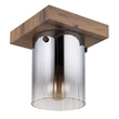 Plafoniera Globo UNDERWOOD lemn, sticla, maro, fumuriu, E27 - 15915-1