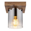 Plafoniera Globo UNDERWOOD lemn, sticla, maro, fumuriu, E27 - 15915-1