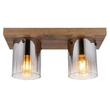 Plafoniera Globo UNDERWOOD lemn, sticla, maro, fumuriu, E27 - 15915-2