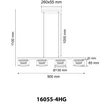 Pendul Globo HIGGINS metal, sticla, negru, auriu, chihlimbar, GX53, 24W, 1800K, 1320Lm - 16055-4HG