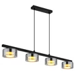 Pendul Globo HIGGINS metal, sticla, negru, fumuriu, GX53, 24W, 1800K, 1080Lm - 16055-4HS