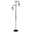 Lampadar Globo PRISKA metal, lemn, negru, maro, E27 - 54017-2S