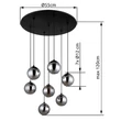 Pendul Globo RIHA metal, sticla, negru, fumuriu, G9 - 56133-7H