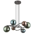 Pendul Globo RIHA metal, sticla, negru, bronz, verde, petrol, G9, 3.5W, 3000K, 290Lm - 56142-6H