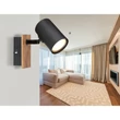 Aplica de perete Globo LINCA metal, lemn, negru, maro, GU10 - 57905-1