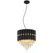 Pendul Globo ELEOS metal, cristal, negru, transparent, E27 - 63149-3
