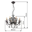 Candelabru Globo CAMILA metal, sticla, negru, transparent, E14 - 64134-8