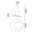 Pendul IdealLux OZ metal, acril, alb, LED, 75W, 3000K, 8300Lm - 352411