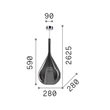 Pendul IdealLux KALIQUE metal, sticla, crom, fumuriu, E27 - 359724