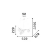 Pendul IdealLux ATLAS metal, sticla, auriu, alb, G9 - 365107